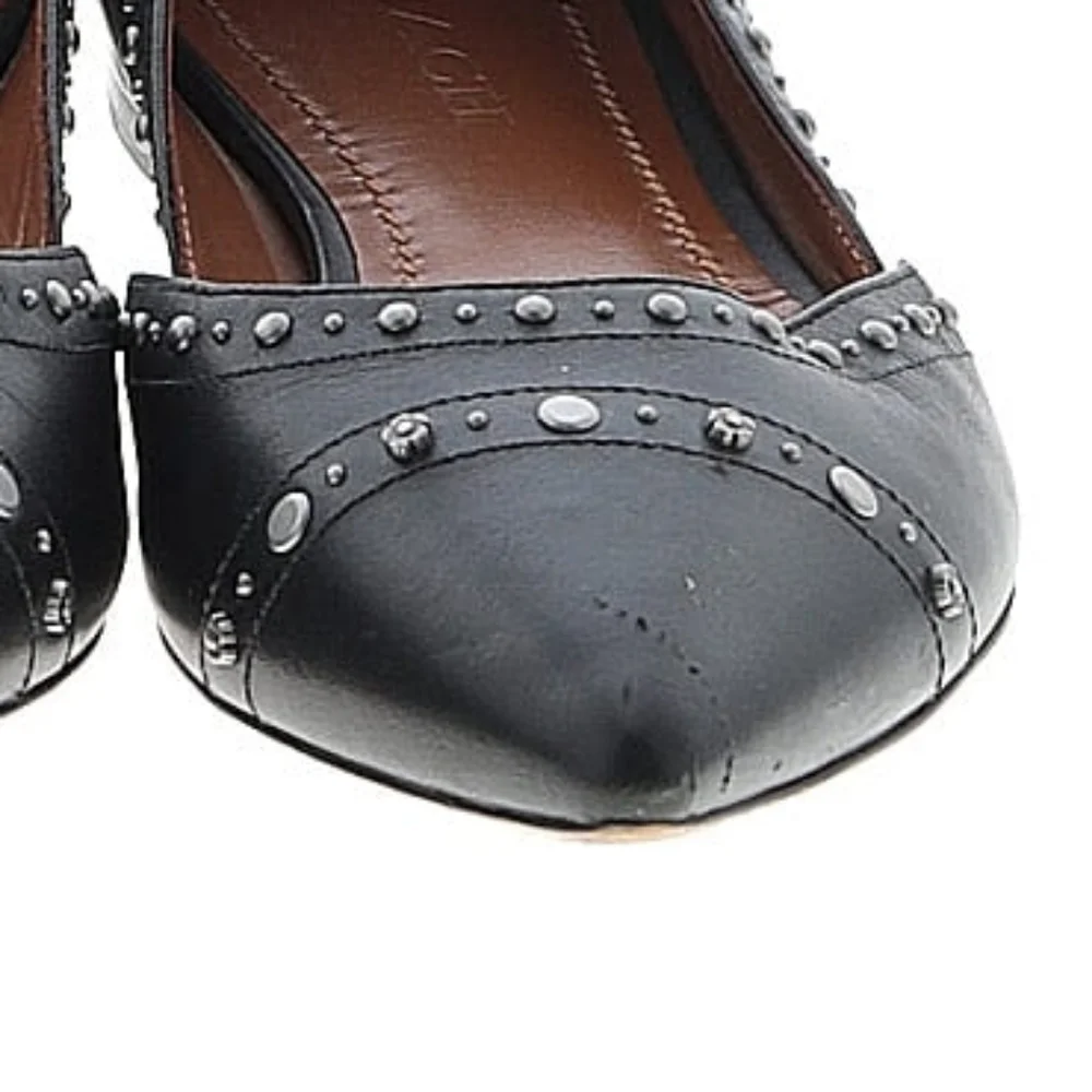 Coach Valintina Pointed Toe Flats With Silver Studs Studded Black Size 10